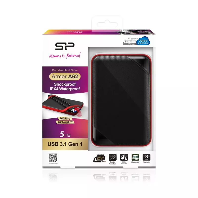 Ārējais cietais disks Silicon Power 5TB USB 3.2 Armor A62