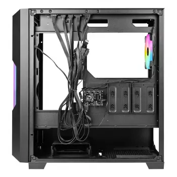 AZZA Guardian Glass Midi Tower datora korpuss — melns, ATX/Micro‑ATX/ITX/EATX, atbalsta 3,5 collas ×2 / 2,5 collas ×4, priekšējos 120/140 mm ventilatorus