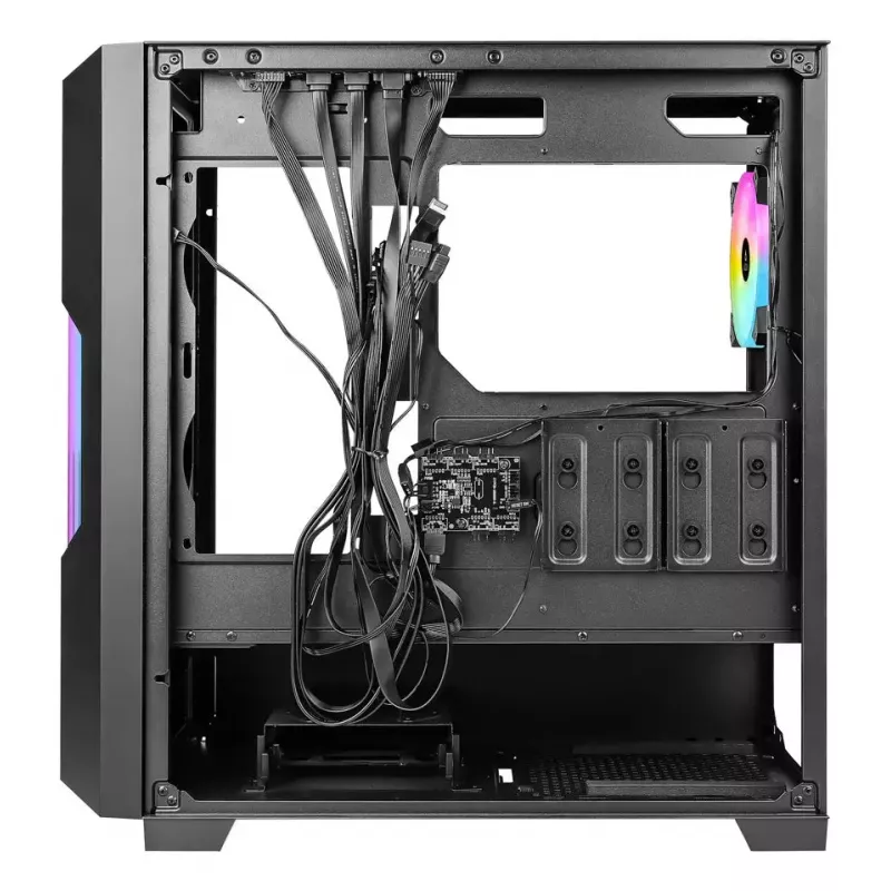 AZZA Guardian Glass Midi Tower datora korpuss — melns, ATX/Micro‑ATX/ITX/EATX, atbalsta 3,5 collas ×2 / 2,5 collas ×4, priekšējos 120/140 mm ventilatorus