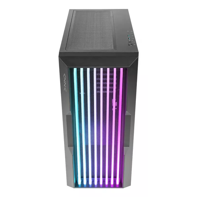 AZZA Guardian Glass Midi Tower datora korpuss — melns, ATX/Micro‑ATX/ITX/EATX, atbalsta 3,5 collas ×2 / 2,5 collas ×4, priekšējos 120/140 mm ventilatorus