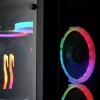 PC Midi Tower korpuss RAIJINTEK Ponos MS — melns, atbalsta 120/140 mm priekšējos ventilatorus, 1× 120 mm aizmugurējo, HDD 3,5 collu, SSD 2,5 collu, 210×442×485 mm