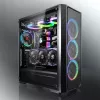 PC Midi Tower korpuss RAIJINTEK Ponos MS — melns, atbalsta 120/140 mm priekšējos ventilatorus, 1× 120 mm aizmugurējo, HDD 3,5 collu, SSD 2,5 collu, 210×442×485 mm