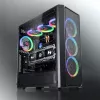 PC Midi Tower korpuss RAIJINTEK Ponos MS — melns, atbalsta 120/140 mm priekšējos ventilatorus, 1× 120 mm aizmugurējo, HDD 3,5 collu, SSD 2,5 collu, 210×442×485 mm