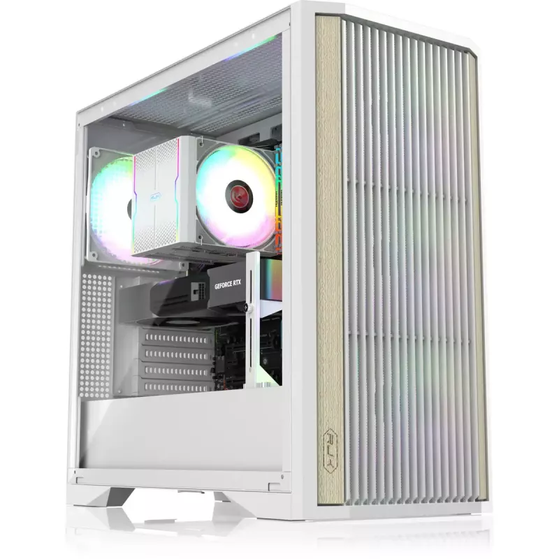 Torņa datora korpuss RAIJINTEK AGOS MAX-MS4 balts ar rūdīta stikla paneli