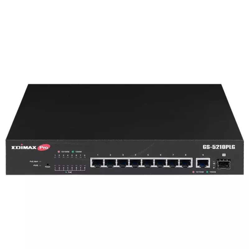Vadāmais slēdzis Edimax GS-5210PLG 8 porti Gigabit Ethernet PoE melns