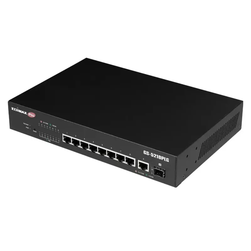 Vadāmais slēdzis Edimax GS-5210PLG 8 porti Gigabit Ethernet PoE melns