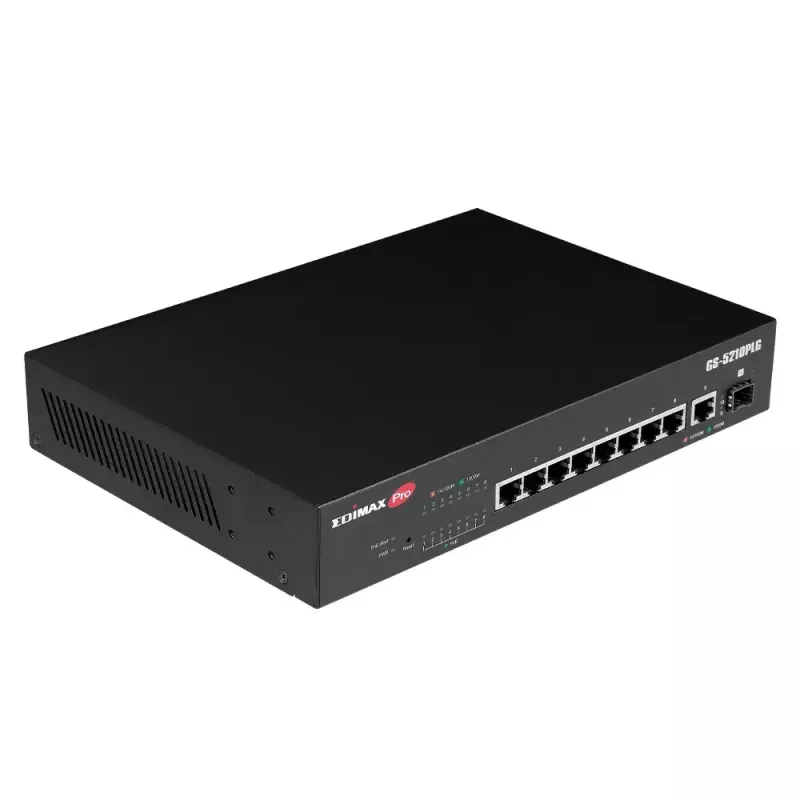 Vadāmais slēdzis Edimax GS-5210PLG 8 porti Gigabit Ethernet PoE melns