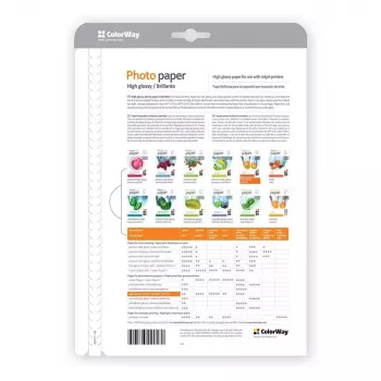 Fotopapīrs A4 ColorWay PG230100A4 — Glancēts 230 g/m², 100 loksnes, Balts