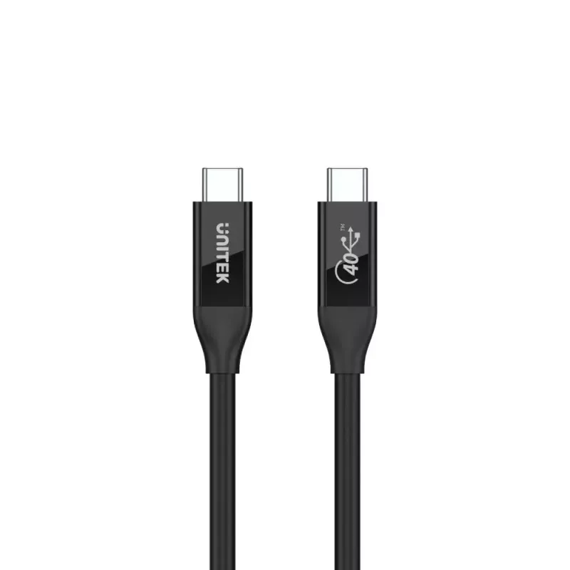 USB4 Gen 2x2 USB C kabelis Unitek C14100BK-0.8M — 0,8 m, USB-C uz USB-C, 40 Gbit/s, melns