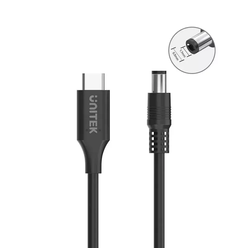 Strāvas kabelis UNITEK C14119BK-1.8M 1.8m USB C DC 20V 3.25A