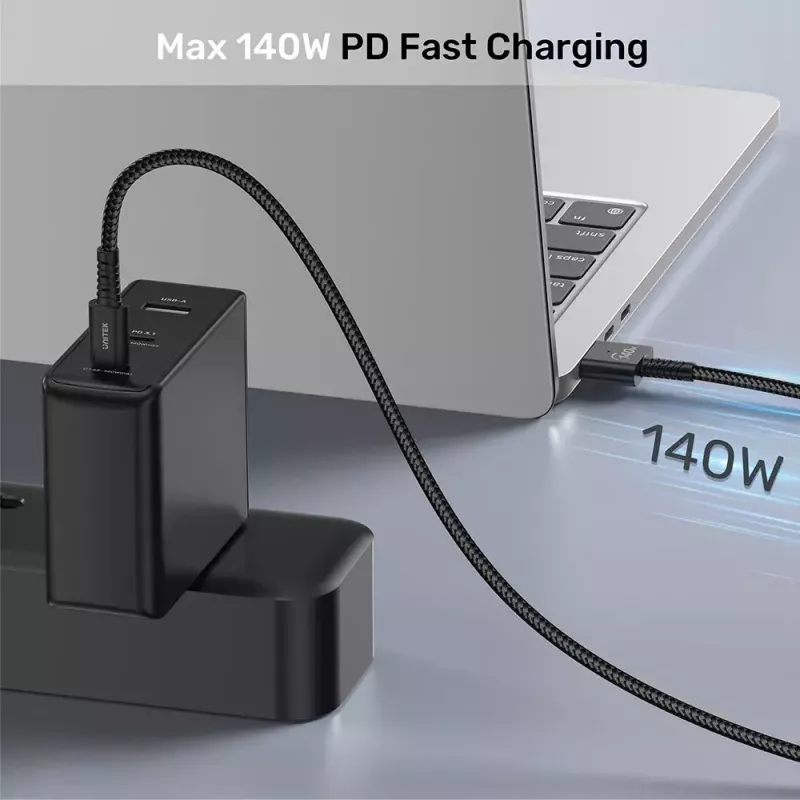 Strāvas kabelis UNITEK C14121BK-1M melns MagSafe 3 USB C 1m 28V 5A