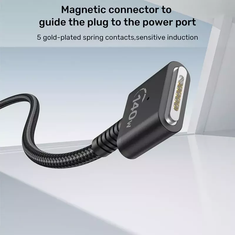 Strāvas kabelis UNITEK C14121BK-1M melns MagSafe 3 USB C 1m 28V 5A