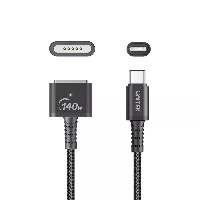 Strāvas kabelis UNITEK C14121BK-1M melns MagSafe 3 USB C 1m 28V 5A