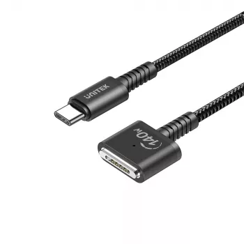 Strāvas kabelis UNITEK C14121BK-1M melns MagSafe 3 USB C 1m 28V 5A