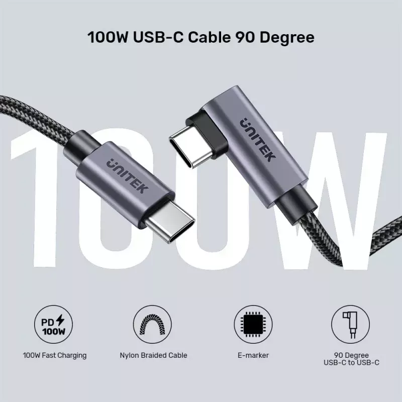 USB kabelis UNITEK C14123BK-3M USB 2.0 USB C 3m Melns Pelēks