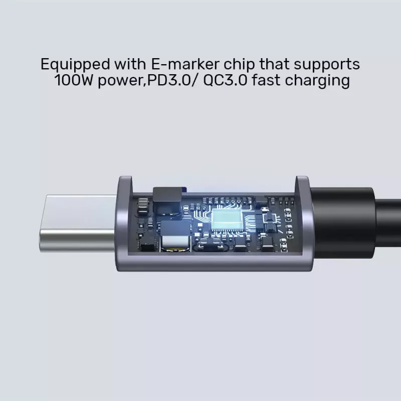 USB kabelis UNITEK C14123BK-3M USB 2.0 USB C 3m Melns Pelēks