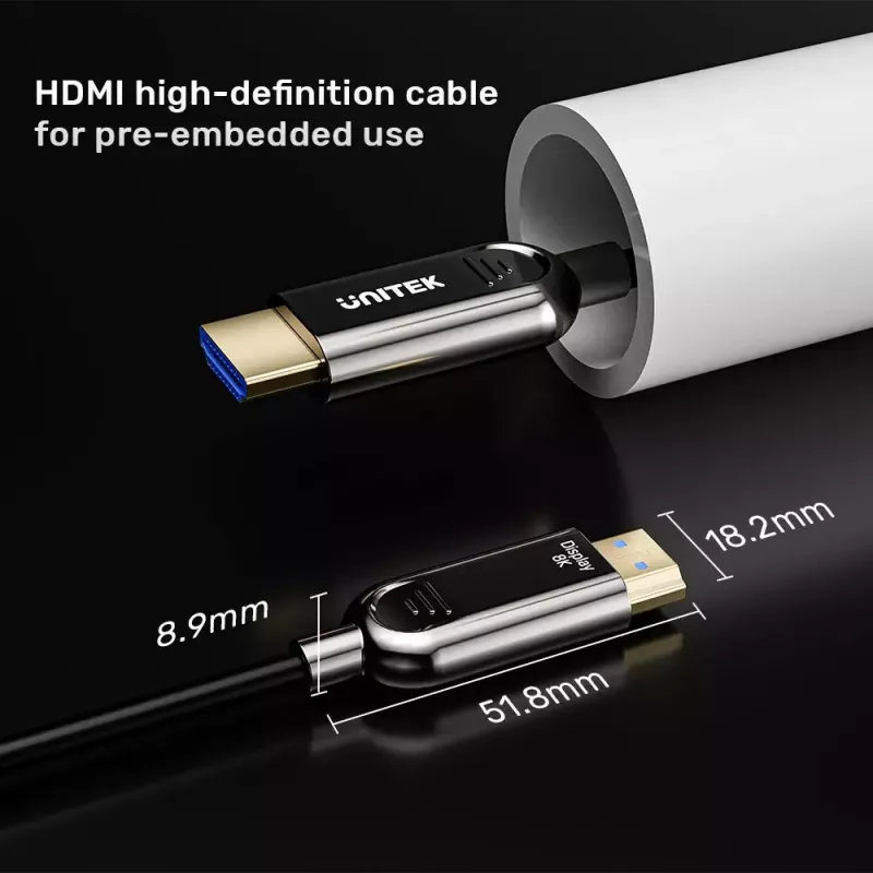 UNITEK C11085GY01-60M HDMI kabelis 60m 2.1 48 Gbit/s Melns