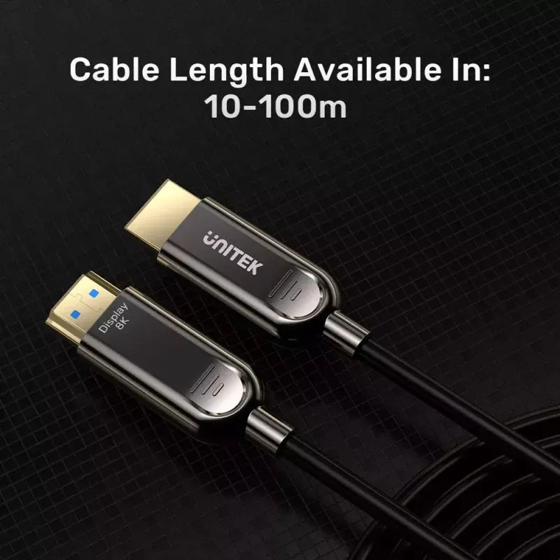 UNITEK C11085GY01-60M HDMI kabelis 60m 2.1 48 Gbit/s Melns