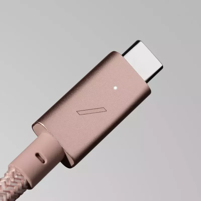 Native Union Belt Cable Pro USB-C uz USB-C kabelis, 2,4 m, LED displejs, Rose