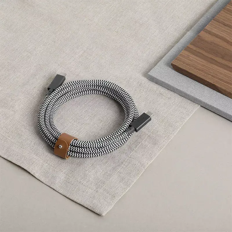 Native Union Belt Cable Pro USB-C uz USB-C kabelis, 2,4 m, LED displejs, Rose