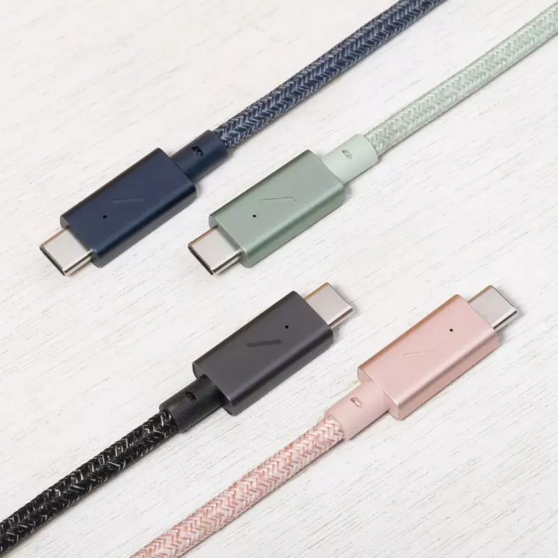 Native Union Belt Cable Pro USB-C uz USB-C kabelis, 2,4 m, LED displejs, Rose