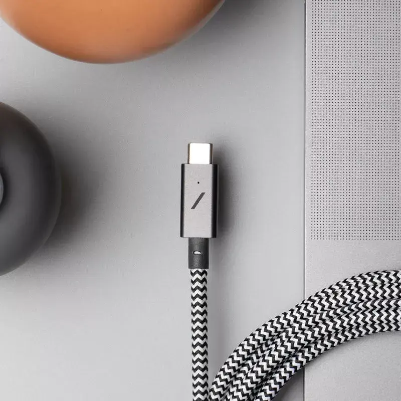 Native Union Belt Cable Pro USB-C uz USB-C kabelis, 2,4 m, LED displejs, Rose