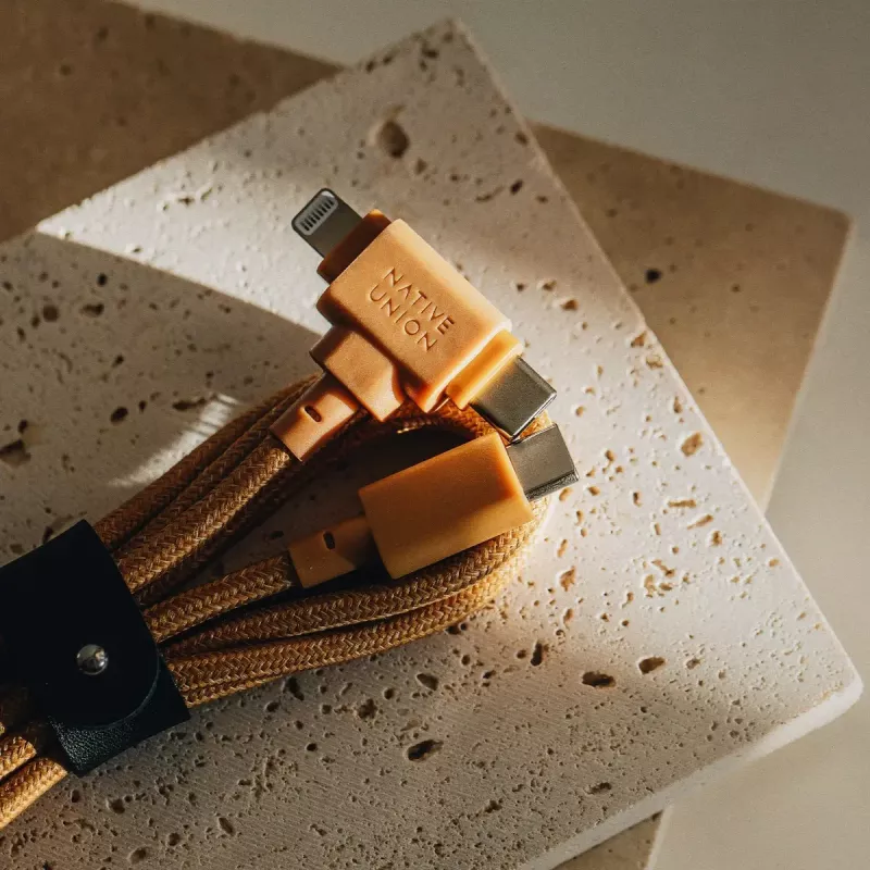 USB-C uz USB-C / Lightning kabelis Native Union Belt kabelis Duo, 1,5 m, zaļš