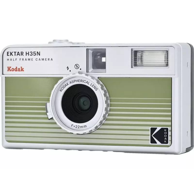 Filmu tālmēra kamera Kodak Ektar H35N svītraini zaļa RK0303, 35 mm, manuālas vadības