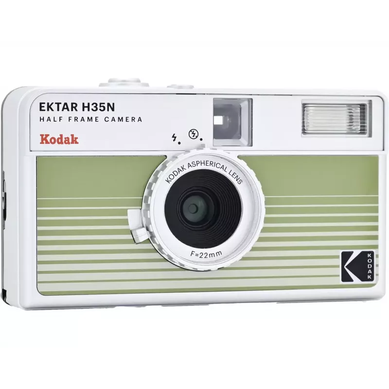 Filmu tālmēra kamera Kodak Ektar H35N svītraini zaļa RK0303, 35 mm, manuālas vadības