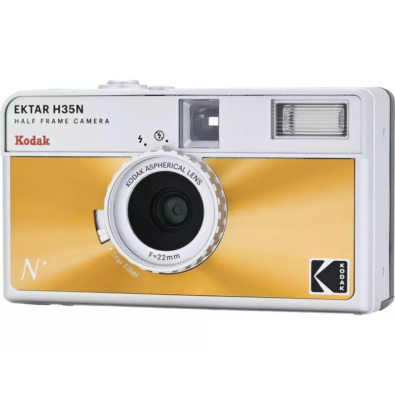 35mm filmu kamera Kodak EKTAR H35N Glazēta oranža — vienkārša fotografēšana, fiksēts objektīvs