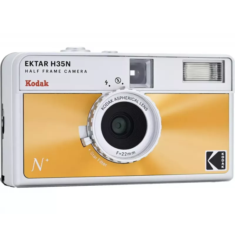 35mm filmu kamera Kodak EKTAR H35N Glazēta oranža — vienkārša fotografēšana, fiksēts objektīvs