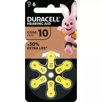 Duracell EasyTab dzirdes aparātu baterijas 10. izmērs, 6 gab. iepakojumā