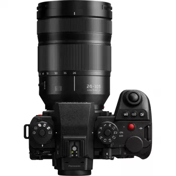 Bezspoguļu kamera Panasonic Lumix DC-S1R II ar 24–105mm objektīvu, 47.3MP pilna kadra