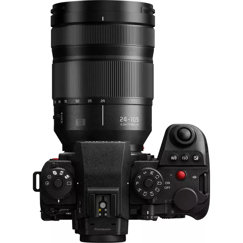 Bezspoguļu kamera Panasonic Lumix DC-S1R II ar 24–105mm objektīvu, 47.3MP pilna kadra