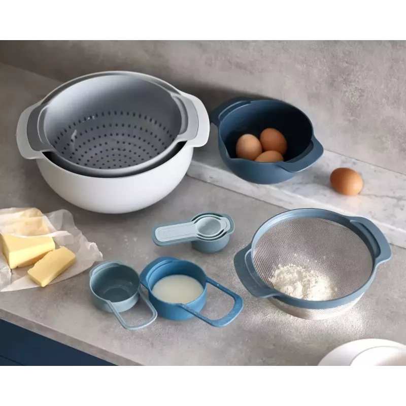 Joseph Joseph Nest Stackable zils un pelēks 4,5 l bļoda 1,65 l siets