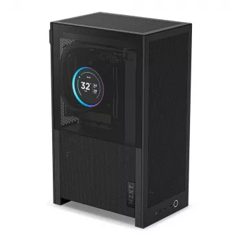 PC korpuss NZXT H2 Flow Small Form Factor (SFF) — Mini-ITX, 2x 2,5 collu nodalījumi, Rūdīts stikls, Melns, 181×263×435 mm