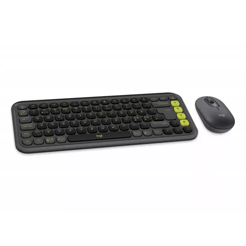 Logitech POP Icon Combo QZERTY Bluetooth Mini tastatūras un peles komplekts, grafīta un zaļā krāsā