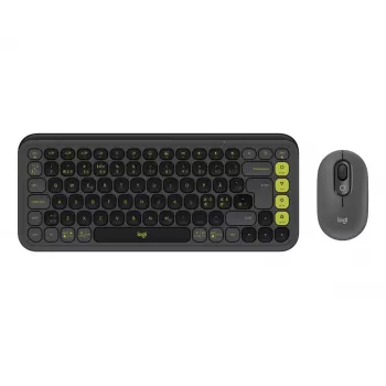 Logitech POP Icon Combo QZERTY Bluetooth Mini tastatūras un peles komplekts, grafīta un zaļā krāsā