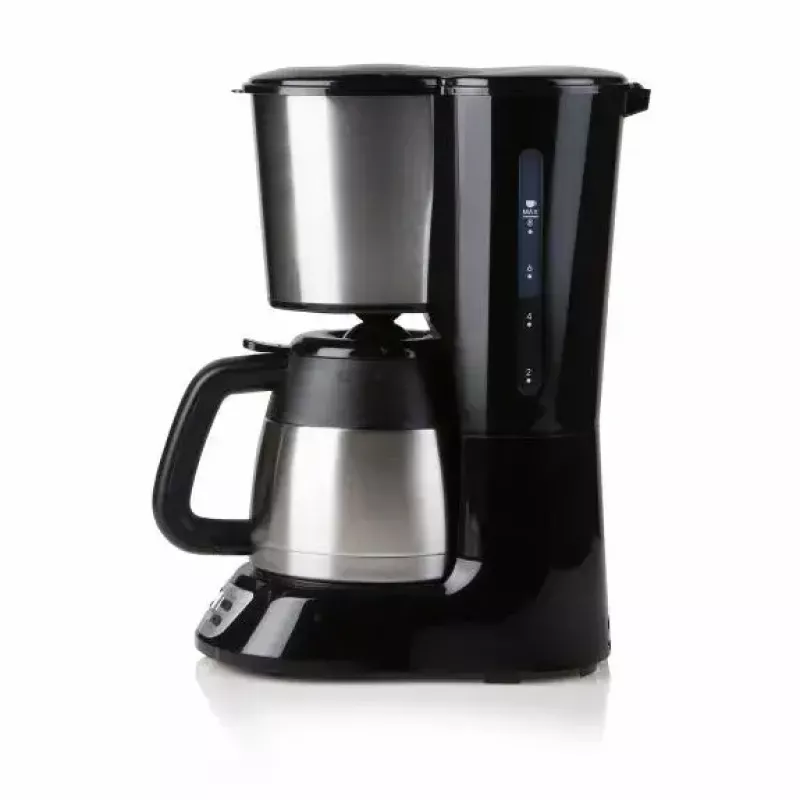 Pilienu kafijas automāts Domo DO709K — pusautomātisks, 1 L ūdens tvertne, 8 tasīšu krūze, LCD, nerūsējošais tērauds/melns