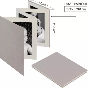 Fotoalbums Deknudt Leporello A66DC7 ar lina pārvalku 8 fotogrāfijām 8×13×18 cm