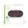 Digitālais modinātājpulkstenis Nedis CLAR001BK — LED displejs, ovāls, 130×60×100 mm, 220–240 V, FM/AM, melns