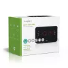 Digitālais modinātājpulkstenis Nedis CLAR002BK — LED displejs, maiņstrāva 220–240 V, 130 × 80 × 70 mm, melns