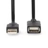 Nedis CCGL60010BK20 USB 2.0 pagarinājuma kabelis, A spraudnis uz A ligzdu, 2 m, melns