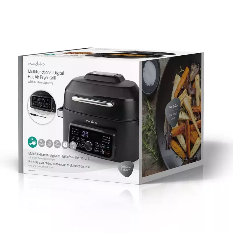 Karstā gaisa cepeškrāsns Nedis KAAFG600BK 6 L 1660 W Melna