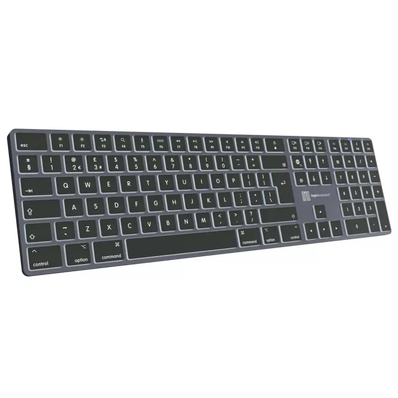 LogicKeyboard SKB-TM-UK pilna izmēra USB + Bluetooth, QWERTY UK English, Titanium