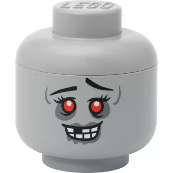 Room Copenhagen LEGO Storage Head “Zombie” mazais pelēkais – rotaļlietu uzglabāšanas konteiners