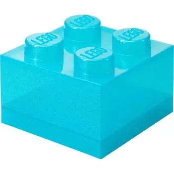 Storage Brick 4 Top Lid Glitter by room copenhagen — gaiši zils/caurspīdīgs LEGO stila uzglabāšanas kaste