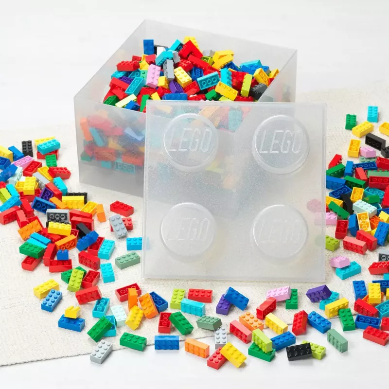 Storage Brick 4 Top Lid Glitter (caurspīdīgs), ražotājs room copenhagen — ar LEGO saderīga uzglabāšanas kaste, 4 kniedes, caurspīdīgs mirdzums