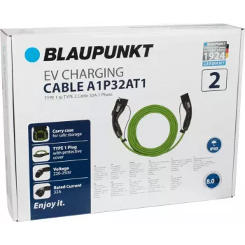 Elektriskā transportlīdzekļa uzlādes kabelis Blaupunkt A1P32AT1 Zaļš Tips 1 5m