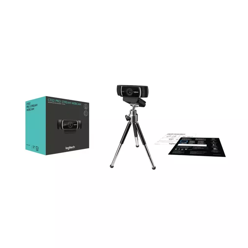 Logitech C922 Pro Stream tīmekļa kamera, 1920 x 1080 pikseļi, USB, melna